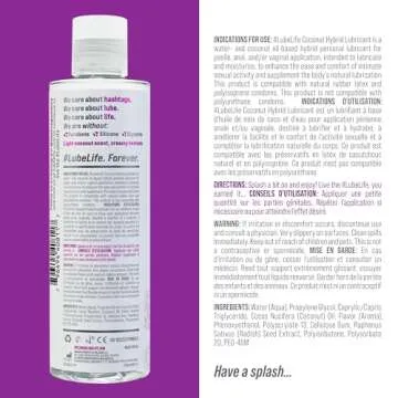Lube Life Coconut Hybrid Lubricant, Water-Based & Coconut Oil Massage and Lube for Men, Women & Couples, 8 Fl Oz