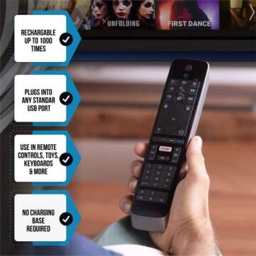 bump AAA USB Rechargeable Batteries, (4-Pack), Lithium Ion, High Output, Fast USB-C, 1.5V with LED Indicator Charging, Long Lasting, for Remotes, Toys, Keyboards, Includes 4-1 Charger Cable