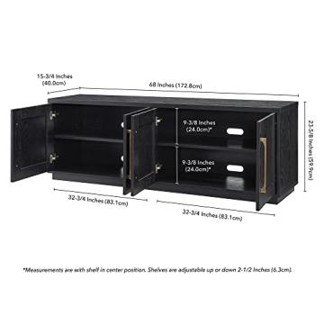 Elegant Henn&Hart Tillman TV Stand for TVs up to 80" in Black Grain