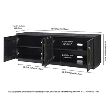 Elegant Henn&Hart Tillman TV Stand for TVs up to 80" in Black Grain