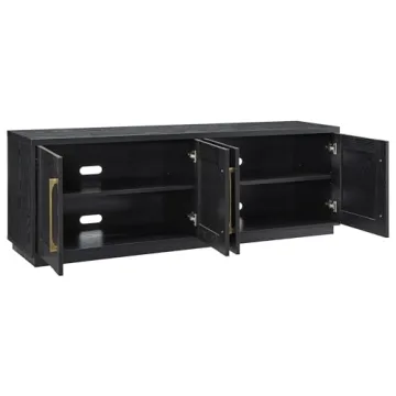 Elegant Henn&Hart Tillman TV Stand for TVs up to 80" in Black Grain