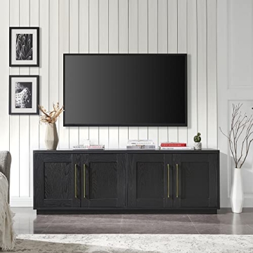 Elegant Henn&Hart Tillman TV Stand for TVs up to 80" in Black Grain