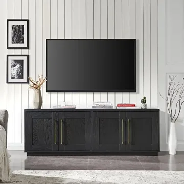 Elegant Henn&Hart Tillman TV Stand for TVs up to 80" in Black Grain