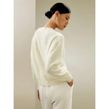 LilySilk 100% Cashmere Sweater for Women Relaxed Drop-Shoulder Crew Neck Long Sleeves Oversize Fit J...