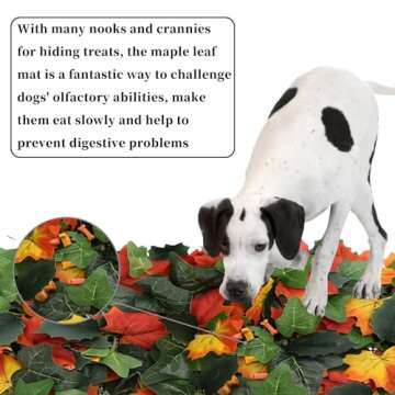 AMYESE Maple Leaf Mat, 21.6"x15.7" Works as Fall Home Decorations & Dog Snuffle Mat, Pet Jungle Slow Feeder Sniff Mat for Natural Foraging Skill Training, Anxiety Relief Mind Stimulation Puzzle Toys