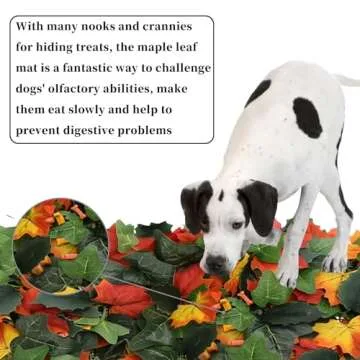 AMYESE Maple Leaf Mat, 21.6"x15.7" Works as Fall Home Decorations & Dog Snuffle Mat, Pet Jungle Slow Feeder Sniff Mat for Natural Foraging Skill Training, Anxiety Relief Mind Stimulation Puzzle Toys