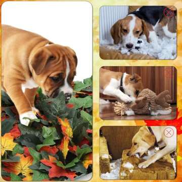 AMYESE Maple Leaf Mat, 21.6"x15.7" Works as Fall Home Decorations & Dog Snuffle Mat, Pet Jungle Slow Feeder Sniff Mat for Natural Foraging Skill Training, Anxiety Relief Mind Stimulation Puzzle Toys