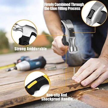 KURUI 700PCs Small Nails for Hanging Pictures Assortment Kit & 8oz Small Hammer, Mini Hammer with Hardware Roofing Nails Assorted Set, 280 Wall Nails & 280 Finishing Nails, Picture Hangers for Drywall