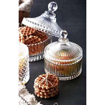 Glazed Glass Candy Dish with Yurt Shape Lid Cover Crystal Sugar Server Bowl Tin Candy Buffet Decorative Cookie Jar Box Bottle Food Storage Container