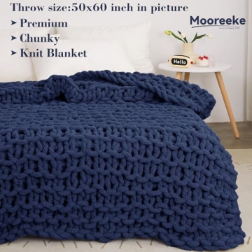 Super Soft Navy Blue Chunky Knit Blanket for Cozy Nights