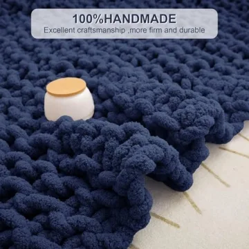 Super Soft Navy Blue Chunky Knit Blanket for Cozy Nights