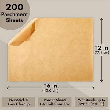 Precut Nonstick Parchment Paper Sheets - 200-Pack