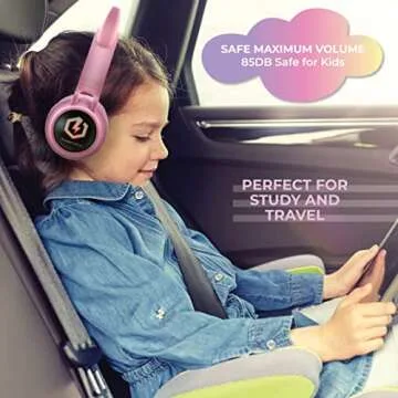 PowerLocus Kids Cat Ear Headphones with LED & Safe Volume