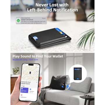 for Magsafe Wallet, Works with Apple Find My, Strongest Magnetic Wallet for iPhone 16/15/14/13/12 Series, for iPhone Wallet with Adjustable Stand, Wallet Tracker, 6 Cards Holder, Vegan Leather, Black