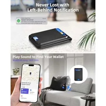 for Magsafe Wallet, Works with Apple Find My, Strongest Magnetic Wallet for iPhone 16/15/14/13/12 Series, for iPhone Wallet with Adjustable Stand, Wallet Tracker, 6 Cards Holder, Vegan Leather, Black