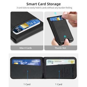 for Magsafe Wallet, Works with Apple Find My, Strongest Magnetic Wallet for iPhone 16/15/14/13/12 Series, for iPhone Wallet with Adjustable Stand, Wallet Tracker, 6 Cards Holder, Vegan Leather, Black