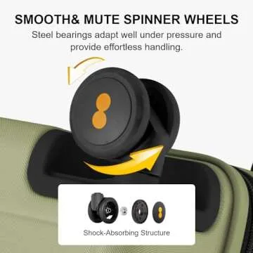 LEVEL8 Carry on Luggage Airline Approved with Spinner Wheels, 20 inch, Lightweight Luminous Textured Travel Luggage, Tsa Lock Cabin Luggage, For Women, 20-Inch Carry-On, Pickle Green