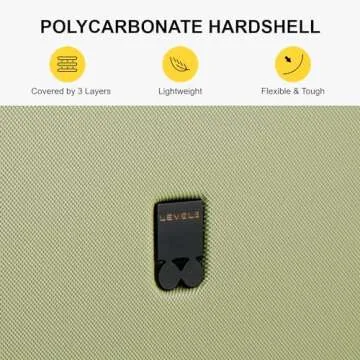 LEVEL8 Carry on Luggage Airline Approved with Spinner Wheels, 20 inch, Lightweight Luminous Textured Travel Luggage, Tsa Lock Cabin Luggage, For Women, 20-Inch Carry-On, Pickle Green