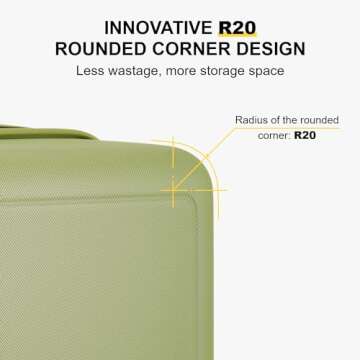 LEVEL8 Carry on Luggage Airline Approved with Spinner Wheels, 20 inch, Lightweight Luminous Textured Travel Luggage, Tsa Lock Cabin Luggage, For Women, 20-Inch Carry-On, Pickle Green