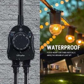 TiFFCOFiO Outdoor Christmas Light Timer, Dusk to Dawn Sensor Countdown, Outdoor Timers for Electrical Outlets Waterproof, 2 Grounded Outlets for Christmas Lights, 15A 1/2HP, CSA Listed (2 Pack)
