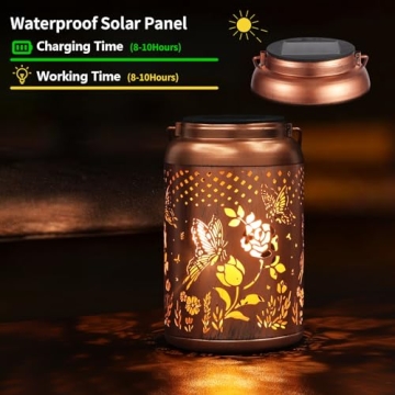 Rose Butterfly Solar Lanterns for Outdoor LED Decor