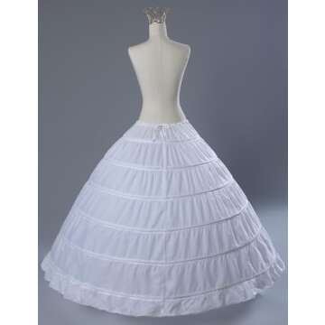 MISSYDRESS Full A-line 6 Hoop Floor-length Bridal Dress Gown Slip Petticoat,White,Free Size