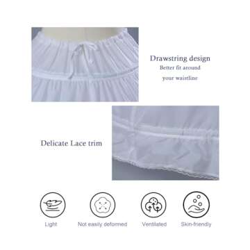 MISSYDRESS Full A-line 6 Hoop Floor-length Bridal Dress Gown Slip Petticoat,White,Free Size