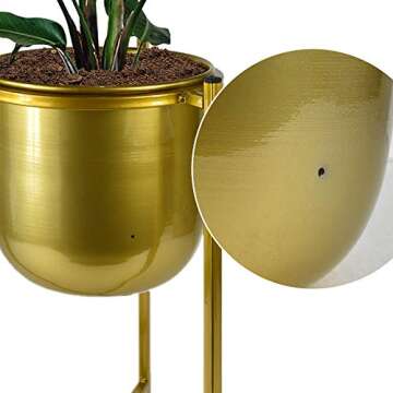 ASENVER Flower Pots with Metal Stand Planters Succulents Pot Nordic Style Room Decoration Herbs Orchid Aloe Cactus Plants (Gold Stand-Gold Pot)