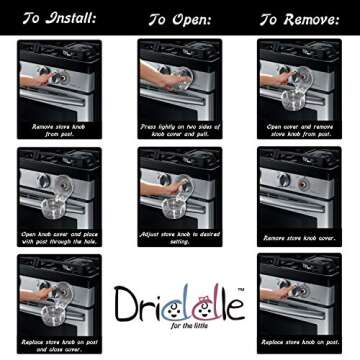 6 Pack Clear Stove Knob Safety Covers - Protect Little Kids with A Child Proof Lock for Oven/Stove Top/Gas Range - Baby/Toddler Kitchen Safety Guard - Check Dimensions