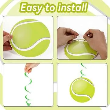 60pcs Tennis Party Foil Swirl Decorations for Everyone