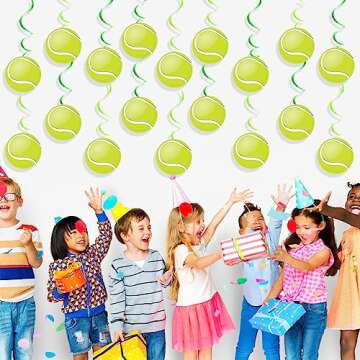 60pcs Tennis Party Foil Swirl Decorations for Everyone