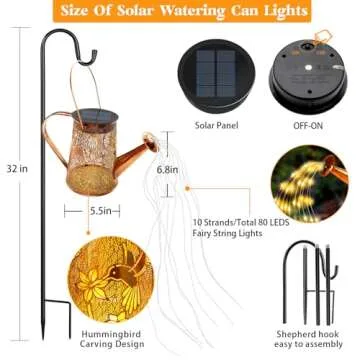Solar Watering Can Lights, Hummingbird Mothers Day Gifts for Women Mom Grandma Birthday, Waterproof ...