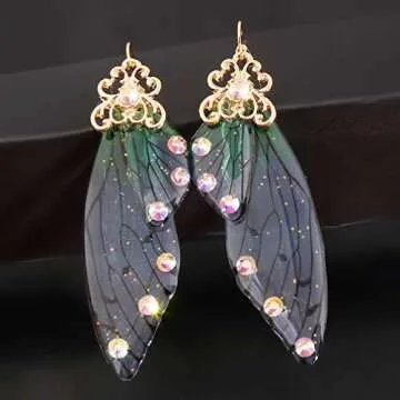 HELPFLOWER Fairy Wing Earrings for Whimsical Elegance