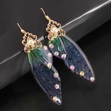 HELPFLOWER Fairy Wing Earrings for Whimsical Elegance