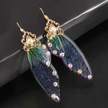 HELPFLOWER Fairy Wing Earrings for Whimsical Elegance