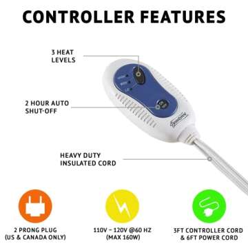 Beautyrest Plush Electric Blanket Throw for Cold Weather Multi-Level Heat Settings Controller, Secure Comfort Zero Radiation Technology and Auto Shut Off Safety