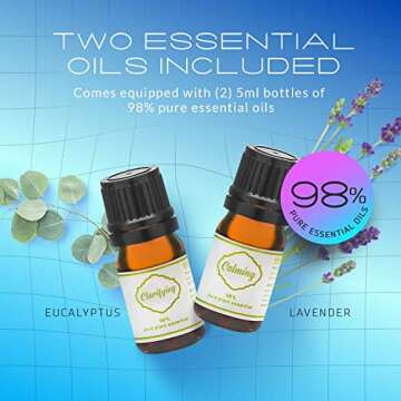 HVQ League Essential Oil Diffuser with Bluetooth Speaker, incl. 2X 5ml Bottles of Lavender & Eucalyptus Aromatherapy Oils, Quiet Diffusers for Meditation, Stress Relief & Well-Being (Black Honeycomb)