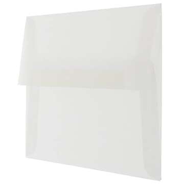JAM PAPER A7 Translucent Vellum Invitation Envelopes - 5 1/4 x 7 1/4 - Clear - 50/Pack