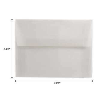JAM PAPER A7 Translucent Vellum Invitation Envelopes - 5 1/4 x 7 1/4 - Clear - 50/Pack