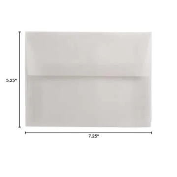 JAM PAPER A7 Translucent Vellum Invitation Envelopes - 5 1/4 x 7 1/4 - Clear - 50/Pack