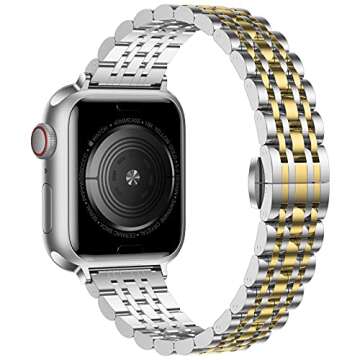 baozai Thin Band Compatible with Apple Watch Band 46mm 49mm 45mm 44mm, Women Slim Stainless Steel Wr...