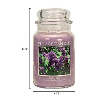 Village Candle Spring Lilac Large Glass Apothecary Jar, Scented Candle, 21.25 oz., Purple