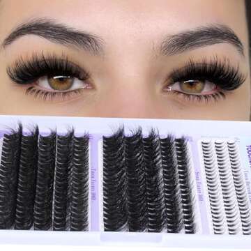 TOOCHUNAG Fluffy Lash Clusters with Bottom Lashes Thick Cluster Eyelash Extensions Wispy Individual Lashes Bottom Eyelash Clusters 10-18mm 80D+100D Clusters Lashes DIY Curly Lash Extension at Home