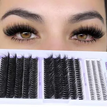 TOOCHUNAG Fluffy Lash Clusters with Bottom Lashes Thick Cluster Eyelash Extensions Wispy Individual Lashes Bottom Eyelash Clusters 10-18mm 80D+100D Clusters Lashes DIY Curly Lash Extension at Home