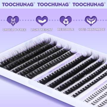 TOOCHUNAG Fluffy Lash Clusters with Bottom Lashes Thick Cluster Eyelash Extensions Wispy Individual Lashes Bottom Eyelash Clusters 10-18mm 80D+100D Clusters Lashes DIY Curly Lash Extension at Home