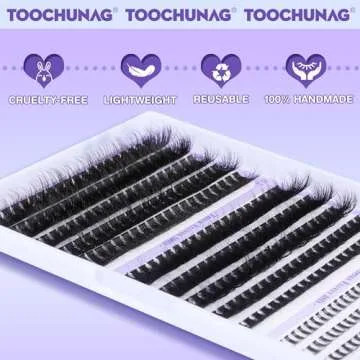 TOOCHUNAG Fluffy Lash Clusters with Bottom Lashes Thick Cluster Eyelash Extensions Wispy Individual Lashes Bottom Eyelash Clusters 10-18mm 80D+100D Clusters Lashes DIY Curly Lash Extension at Home