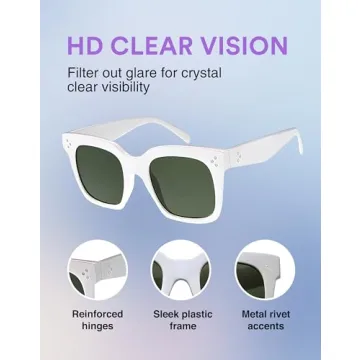 zeroUV - Oversized Fashion Retro Square Sunglasses for Women Vintage Style 50mm (White/Green)