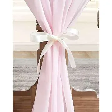 DecoPots 10 Ft Long Rose Pink Chiffon Table Runner with 1 Tie Back Table Runner for Wedding, Baby and Bridal Shower, Anniversary Dinner, Birthday Celebration (35 x 120 inches, Rose Pink)