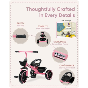 KRIDDO Toddler Tricycle - Safe Fun for Ages 2-5