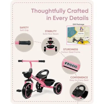 KRIDDO Toddler Tricycle - Safe Fun for Ages 2-5